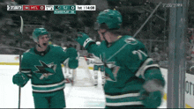 a hockey game is being played on tsn and the sharks are winning