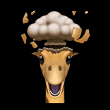 a cartoon giraffe with smoke coming out of it 's head