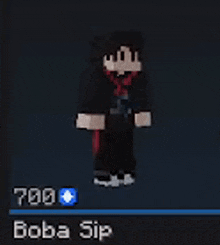 boba sip is a minecraft character that is holding a gun in his hands .