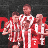 a group of soccer players wearing red and white jerseys with randox health on them