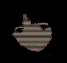 a pixelated image of a girl 's face with a pink eye