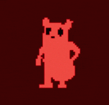 a red pixel art drawing of a fox on a red background .