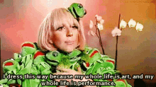 When Friends Criticize My Outift GIF - Lady Gaga Kermit The Frog Dress GIFs