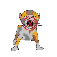 a cartoon drawing of a cat with a red circle around its mouth