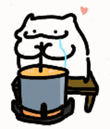 a cartoon cat is sitting on a bench next to a pot .