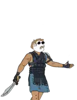 a cartoon of a man with a sword and sunglasses on