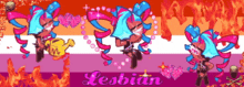 a rainbow flag with the word lesbian on the bottom right