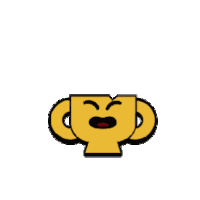 a cartoon drawing of a trophy with a crown on it .