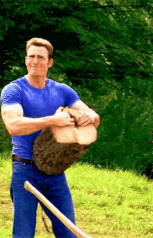 Chris Evans Captain America GIF - Chris Evans Captain America Wood Chopping GIFs