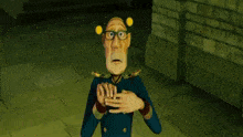 a man in a suit and tie is making a gesture with his hands