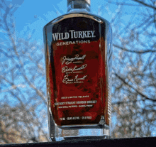 a bottle of wild turkey generations kentucky straight bourbon