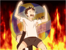 anime flaming background cry tears volleyball