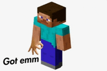 a minecraft character with the words got emm written below him