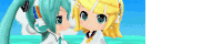 hatsune miku and rin are standing next to each other with headphones on