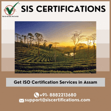 an advertisement for sis certifications with a picture of a field of trees