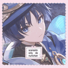 scarasito only de nunichan is written on a postcard