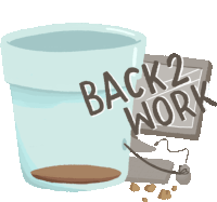 Chai Working On A Computer With Caption "Back 2 Work" Sticker - Chai And Biscuit Choco Back To Work Stickers