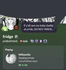 a screenshot of a person 's wikipedia page that says playing at 4:06