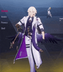 a screenshot of a video game shows a character with wings and a sword