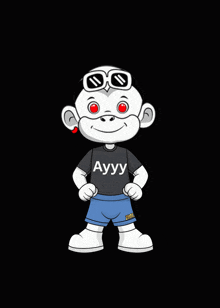 a cartoon character is wearing a black shirt that says auyu