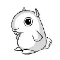 a black and white drawing of a squirrel with big eyes sitting on a white background .
