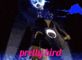 a picture of a bird with the word pretty bird written on it