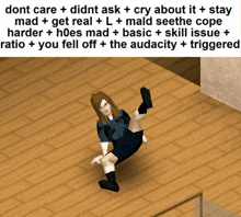 a cartoon of a girl with a caption that says dont care didnt ask cry about it