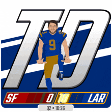 a football player with the number 9 on his jersey kneeling down