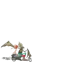 a cartoon of a bat riding a motorcycle