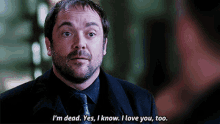 Crowley Supernatural GIF - Crowley Supernatural Im Dead Yes I Love You Too GIFs