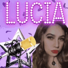 a picture of a woman with the name lucia above her head