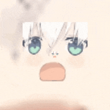 a close up of a person 's face with a cartoon character 's eyes .