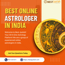 an advertisement for best jyotish with a picture of a zodiac sign