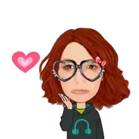 a cartoon of a woman wearing glasses and headphones
