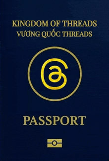 a blue passport that says kingdom of threads on the front