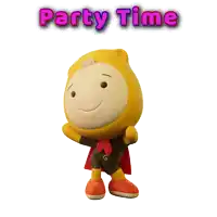 a cartoon character with the words party time written above it
