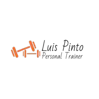 a logo for luis pinto personal trainer shows a dumbbell
