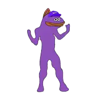 a cartoon of a purple frog wearing a blue hat that says npr