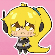 a cartoon drawing of a girl with headphones on her head