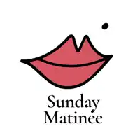 a logo for sunday matinee with a red lips