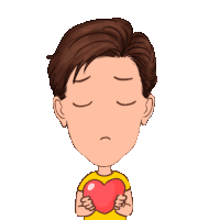 a cartoon character is holding a broken heart in his hands