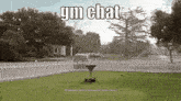 a picture of a garden with the words gm chat