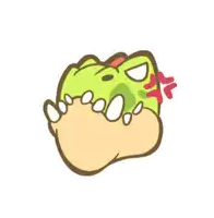 a cartoon drawing of a frog 's mouth with teeth and a red nose