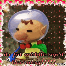 a picture of a cartoon character with the words it 's fat middle aged thursday