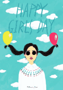 Happy Girls Day Balloons GIF - Happy Girls Day Balloons Clouds GIFs