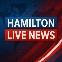 a logo for hamilton live news with a map of the world