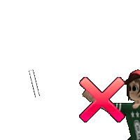 a cartoon character is standing next to the word yotel and a red x