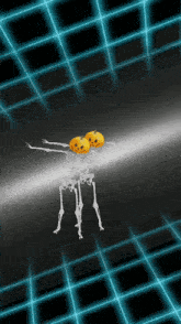 two skeletons with pumpkins on their heads dancing