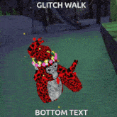 a cartoon of a leopard with the words glitch walk bottom text