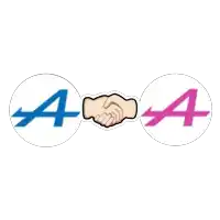a handshake with the letter a in the background